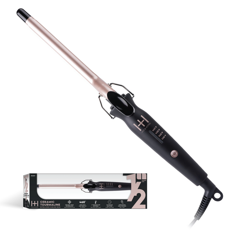 Hot & Hotter Extra Long Ceramic Tourmaline Curling Iron 1/2in, 1 Count Hair Curler | Loc & Lovely Beauty Supply