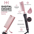Hot & Hotter Digital Ceramic Pressing Comb Curved Teeth, 1 Count Hair Straightener, Rose Gold | Loc & Lovely Beauty Supply
