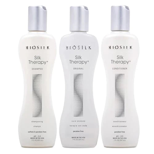 BioSilk Silk Therapy 3PCS Set 7oz Shampoo, 7oz Conditioner, 7oz Original Treatment | Loc & Lovely Beauty Supply