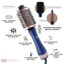 Hot & Hotter All-In-One Interchangeable Hair Dryer Brush, 1 Count Hair Styling Tool Set, Blue | Loc & Lovely Beauty Supply