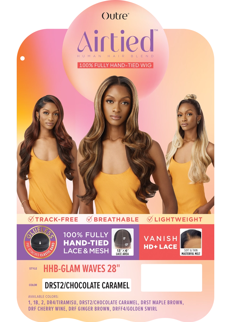 Outre Airtied Human Hair Blend Fully Hand-Tied 13x6 HD Lace Front Wig GLAM WAVES 28 | Loc & Lovely Beauty Supply