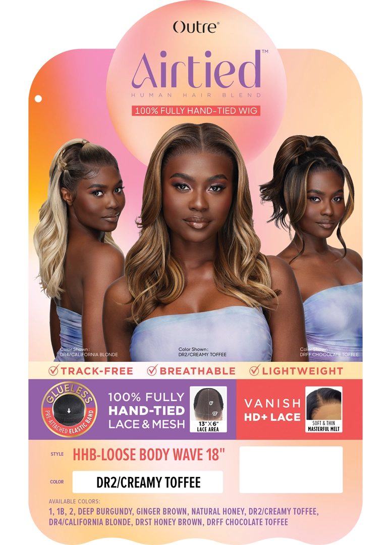 Outre Airtied Human Hair Blend Fully Hand-Tied 13x6 HD Lace Front Wig LOOSE BODY WAVE 18 | Loc & Lovely Beauty Supply