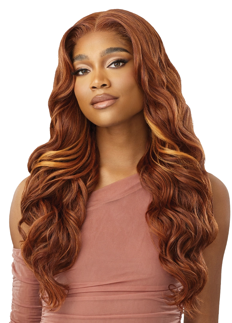 Outre Human Hair Blend 5x5 Lace Closure Glueless HD Lace Front Wig HHB GLAM CURLS 24" | Loc & Lovely Beauty Supply