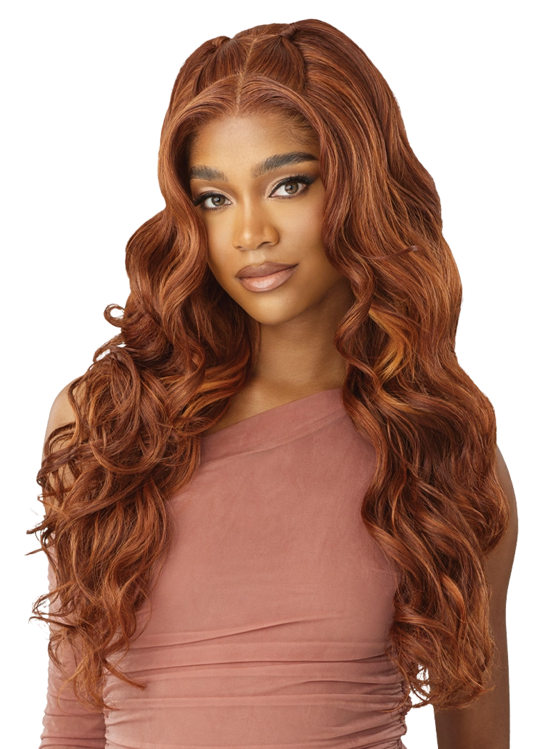 Outre Human Hair Blend 5x5 Lace Closure Glueless HD Lace Front Wig HHB GLAM CURLS 24" | Loc & Lovely Beauty Supply