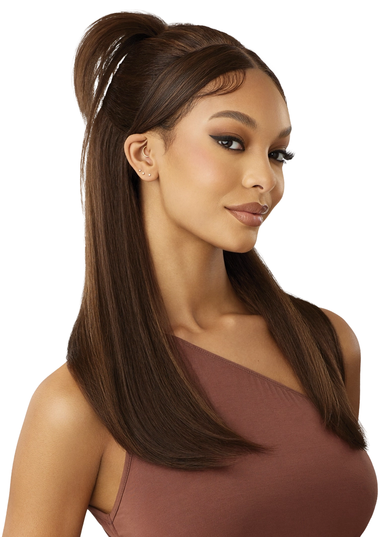 Outre Human Hair Blend 5x5 Lace Closure Glueless HD Lace Front Wig HHB NATURAL YAKI 22" | Loc & Lovely Beauty Supply