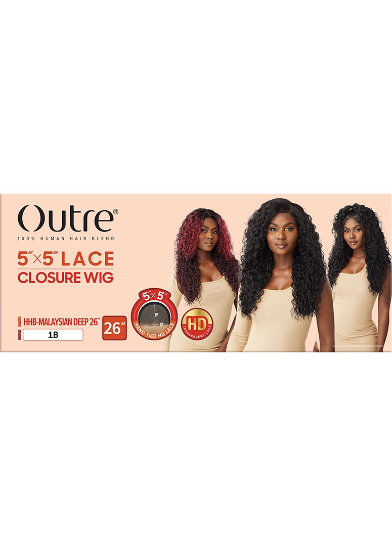 Outre Human Hair Blend 5x5 Lace Closure Glueless HD Lace Front Wig HHB MALAYSIAN DEEP 26" | Loc & Lovely Beauty Supply