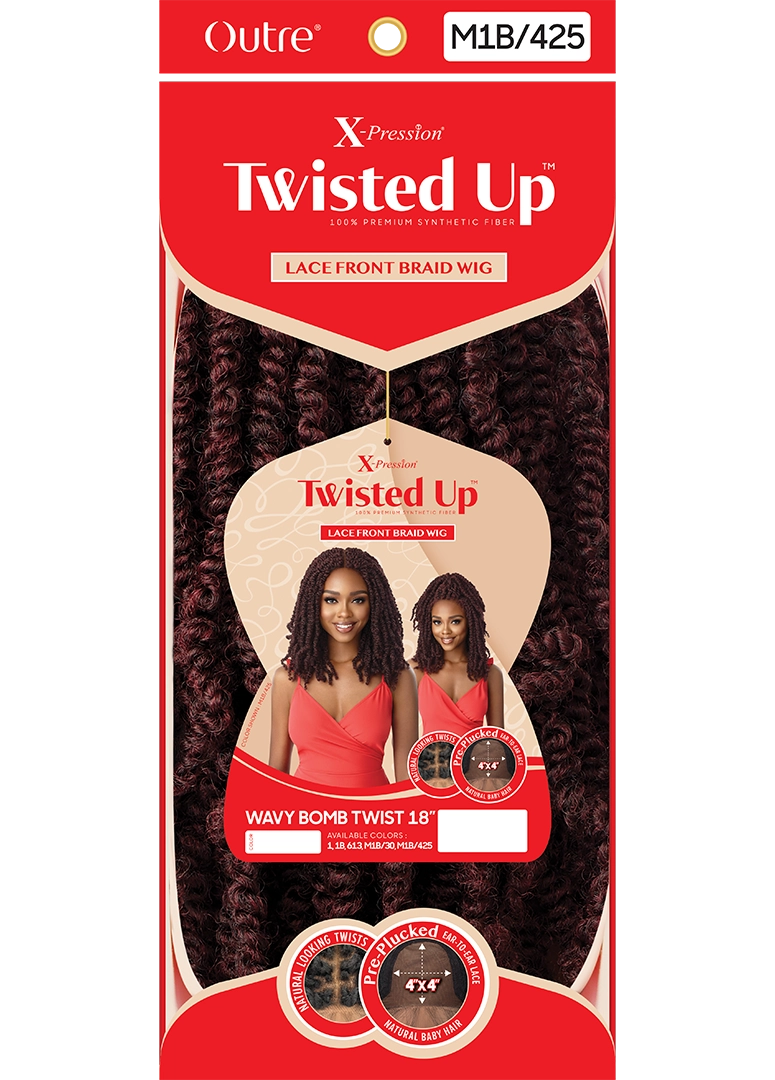 Outre X-Pression Twisted Up Braided Lace Front Wig WAVY BOMB TWIST 18" | Loc & Lovely Beauty Supply