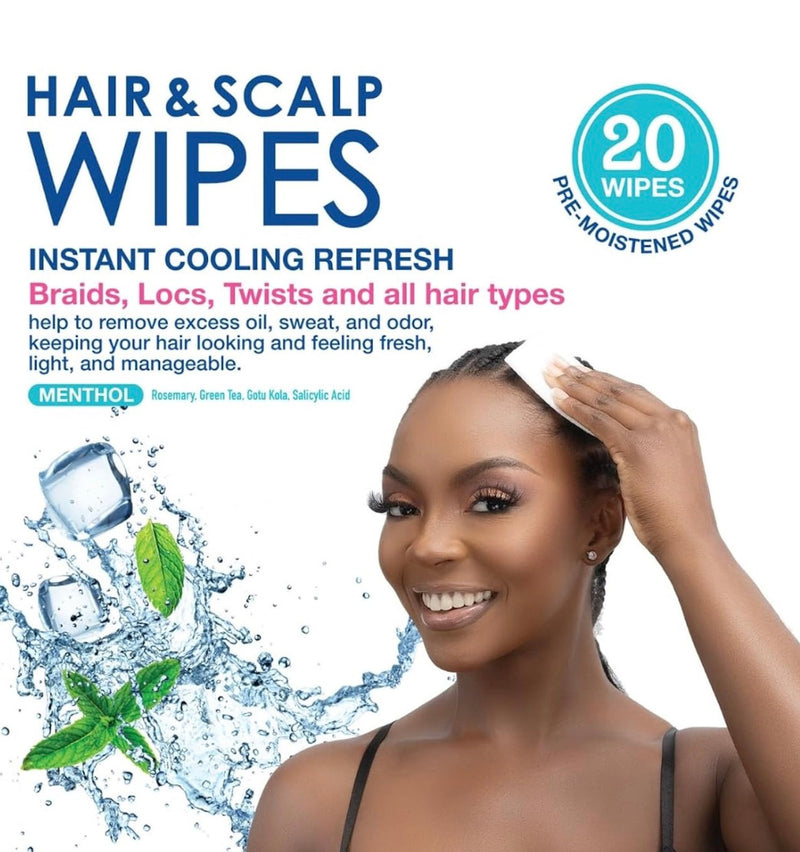 Esha Hair & Scalp Wipes Instant Cooling Refresh for Braids Locs Twists and All Hair Types | Loc & Lovely Beauty Supply