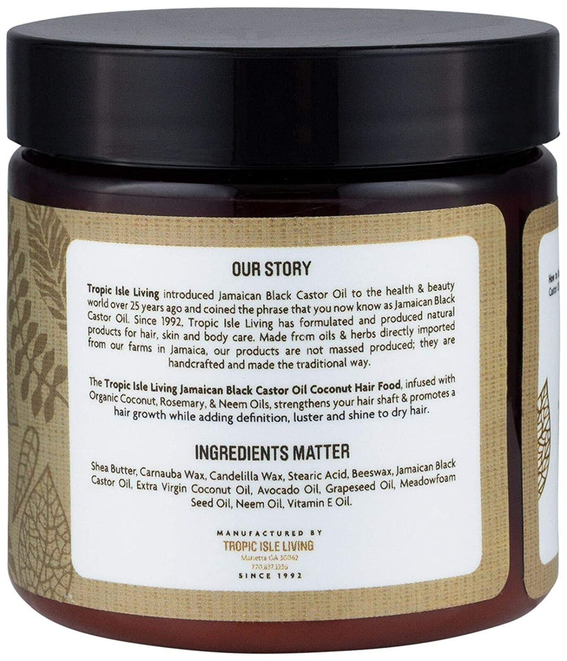 Tropic Isle Living Jamaican Black Castor Oil Coconut Hair Food 4oz | Loc & Lovely Beauty Supply