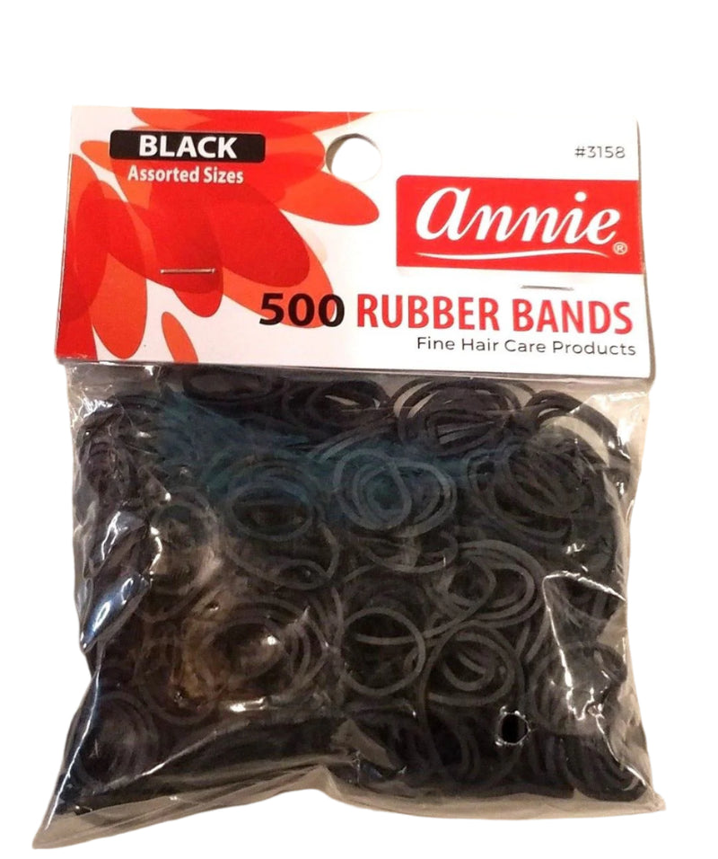 Annie 3158 Rubber Bands Assorted Size Black 500pcs | Loc & Lovely Beauty Supply