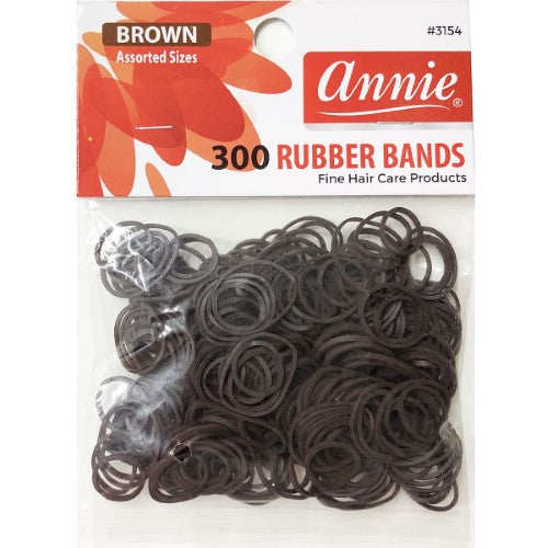 Annie 3154 Rubber Bands Assorted Size Brown 300pcs | Loc & Lovely Beauty Supply
