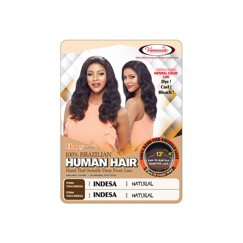 Vanessa Honey Brazilian Human Hair Deep Front Lace Wig TH34NC INDESA