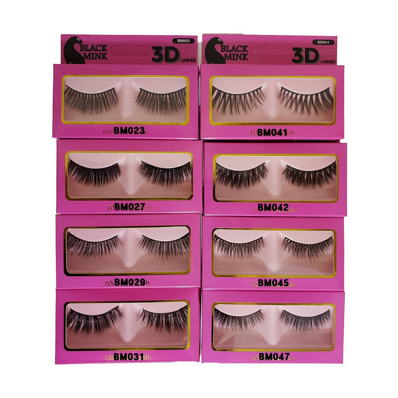 (12 Pack) Black Mink 3D Lashes | Loc & Lovely Beauty Supply